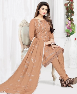Dark Salmon Cotton Embroidered Chudidhar Suits