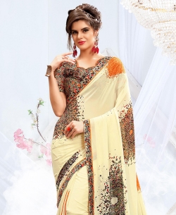 Multi Georgette Printed, Printed Border Regular Sarees