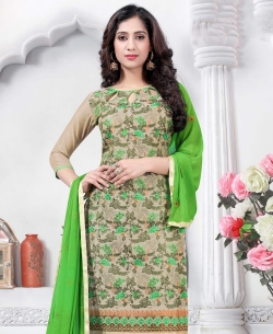 Green Chanderi Embroidered Chudidhar Suits