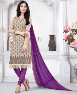 Purple Chanderi Embroidered Chudidhar Suits