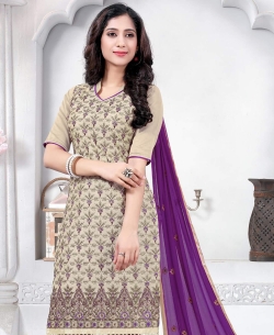 Purple Chanderi Embroidered Chudidhar Suits