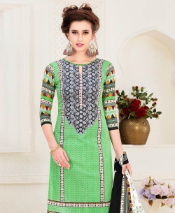 Green Cotton Printed Chudidhar Suits