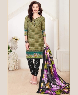 Green Cotton Printed Chudidhar Suits