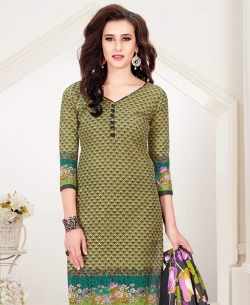 Green Cotton Printed Chudidhar Suits
