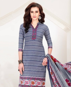 Blue Cotton Printed Chudidhar Suits