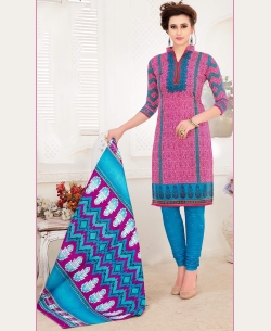Baby Pink Cotton Printed Chudidhar Suits