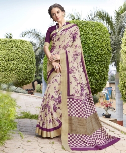 Purple Silk Khadi Art Silk Solver Printed Regular Sarees