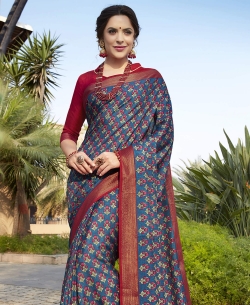 Mulit Color Silk Khadi Art Silk Solver Printed Regular Sarees