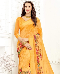 Orange Faux Georgette Printed Regular Sarees
