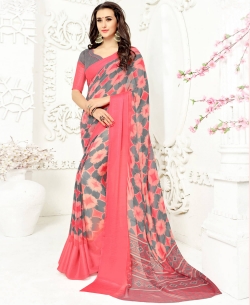 Multi Color Faux Georgette Printed Regular Sarees