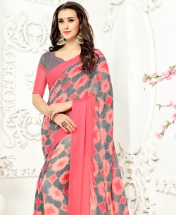 Multi Color Faux Georgette Printed Regular Sarees