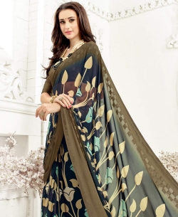 Blue Faux Georgette Printed Regular Sarees