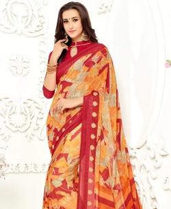 Multi Color Faux Georgette Printed Regular Sarees