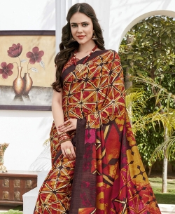 Multi Color Khadi Silk Printed Regular Sarees
