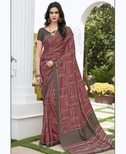 Red Khadi Silk Printed Regular Sarees