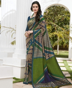 Multi Color Khadi Silk Printed Regular Sarees