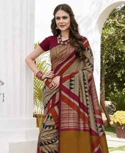 Multi Color Khadi Silk Printed Regular Sarees