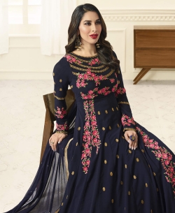 Navy Blue Georgette Heavy Designer Anarkali Suits
