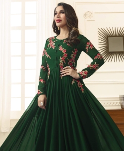 Green Georgette Heavy Designer Anarkali Suits