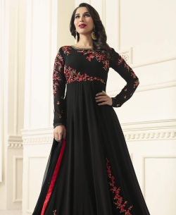 Black Georgette Heavy Designer Anarkali Suits