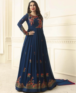 Blue Georgette Heavy Designer Anarkali Suits