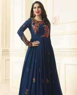 Blue Georgette Heavy Designer Anarkali Suits
