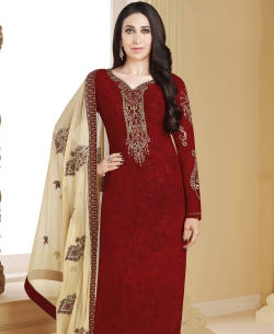 Maroon Georgette Embroidery Work Straight Suits