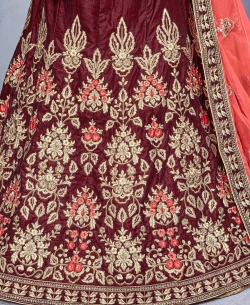 Brown Velvete ,Two Tone Heavy Designer Lehenga A Line Lehengas