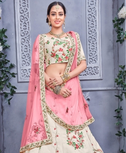 Off White Banarsi Silk Heavy Designer Lehenga A Line Lehengas