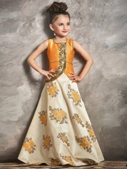 Mango Malbon Silk Hand Work With Chian Work With Embroidary Work  Girls Gown