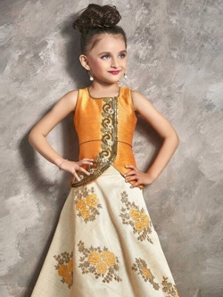 Mango Malbon Silk Hand Work With Chian Work With Embroidary Work  Girls Gown
