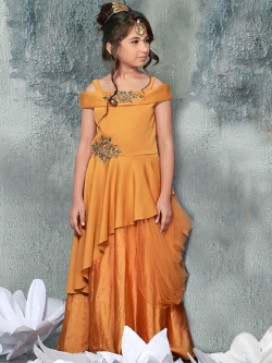 Mango Canton Silk Zardosi Work & Embroidery Girls Gown