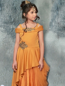 Mango Canton Silk Zardosi Work & Embroidery Girls Gown