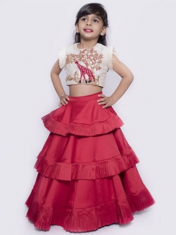 Peal White Bhagalpuri Silk Thread Embroidery Girls Gown