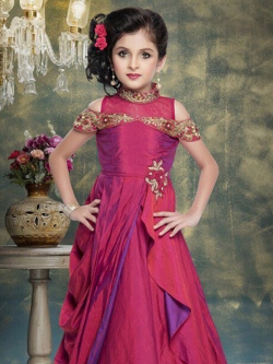 Wayn Color Papar Silk Zardoshi With Emblised Ment Moti Work Girls Gown