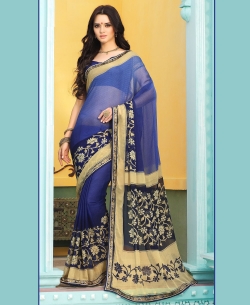 Blue Chiffon Printed Regular Sarees
