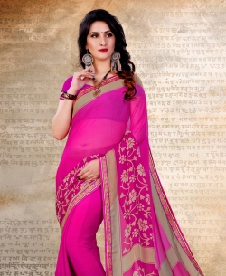 Pink Chiffon Printed Regular Sarees