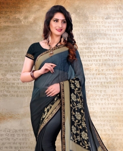 Black Chiffon Printed Regular Sarees