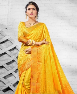 Yellow Silk Jacquard Traditional Sarees