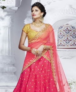 Beige Dupion Zari Work A Line Lehengas
