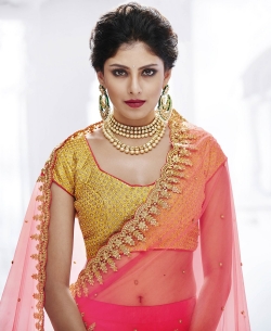 Beige Dupion Zari Work A Line Lehengas