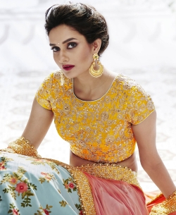 Mustard Dupion Zari Work A Line Lehengas