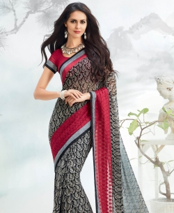 Black Georgette Printed Regular Sarees