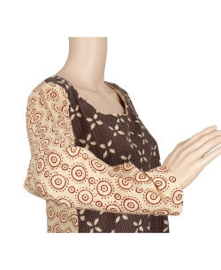 Brown And Beige Dhabu Cotton Dhabu A Line Kurtis
