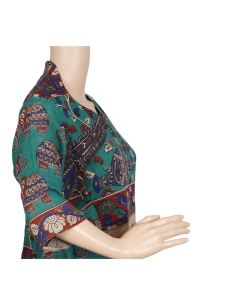 Green Kalamkari Cotton Kalamkari Anarkali Kurtis