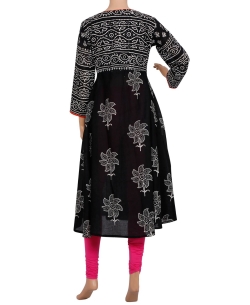 Black Cotton Printed Anarkali Kurtis
