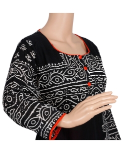 Black Cotton Printed Anarkali Kurtis