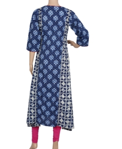 Blue Dhabu Cotton Dhabu Asymmetrical Kurtis
