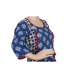 Blue Dhabu Cotton Dhabu Asymmetrical Kurtis
