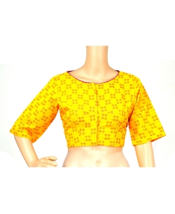 Yellow Handloom Cotton Thread Work Blouses